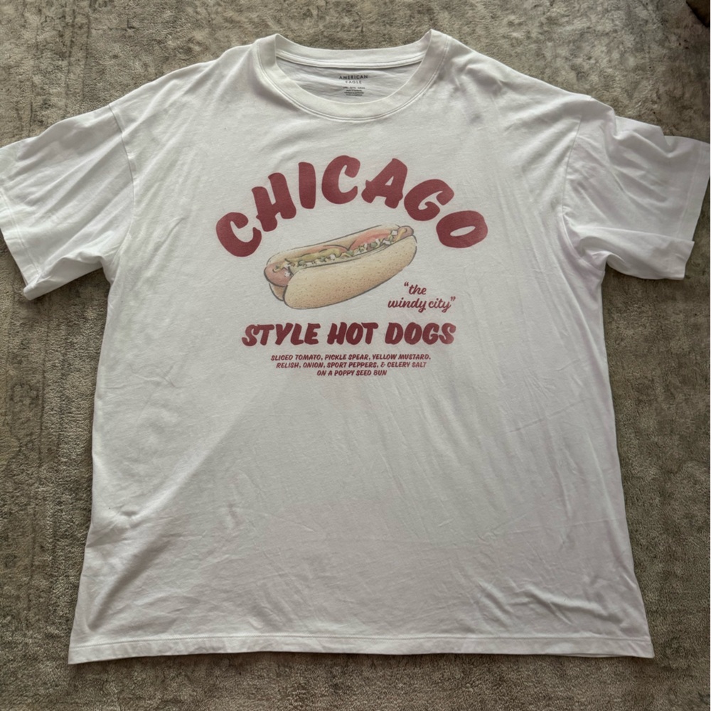 American Eagle Outfitters White Chicago Hot Dog Tee